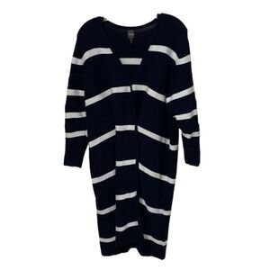 Rafaella Blue White Striped Duster Cardigan Sweater Womens Size 2X